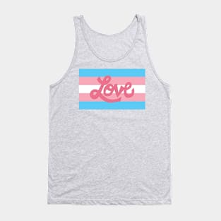 Transgender pride flag with Love text Tank Top